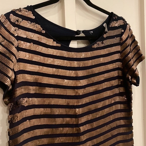 French Connection Navy Gold Sequin Mini Dress - Picture 4 of 8